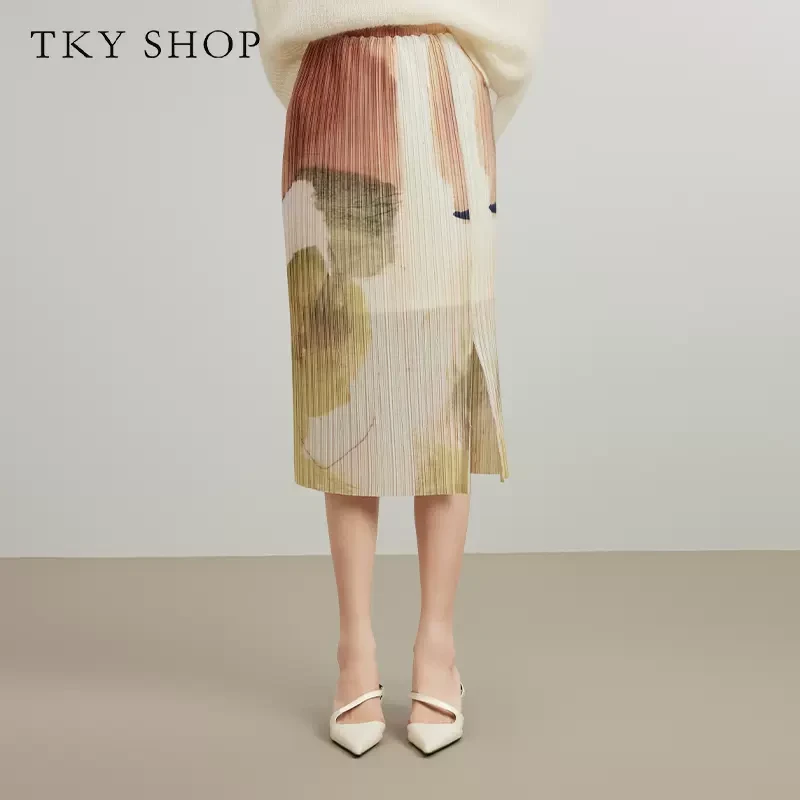 TKYSHOP【商场同款】TKY SHOP秋花色中长裙气质半裙10G1GH01M044
