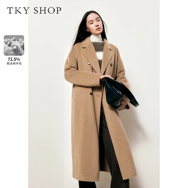 【商场同款】TKY SHOP双排扣长款大衣秋冬新品女士10G1GA05T152