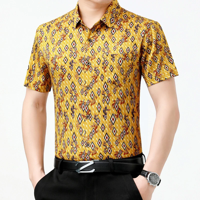 LAOYECHE/老爷车高端男士男装衬衣休闲夏季半袖潮流印花时尚休闲