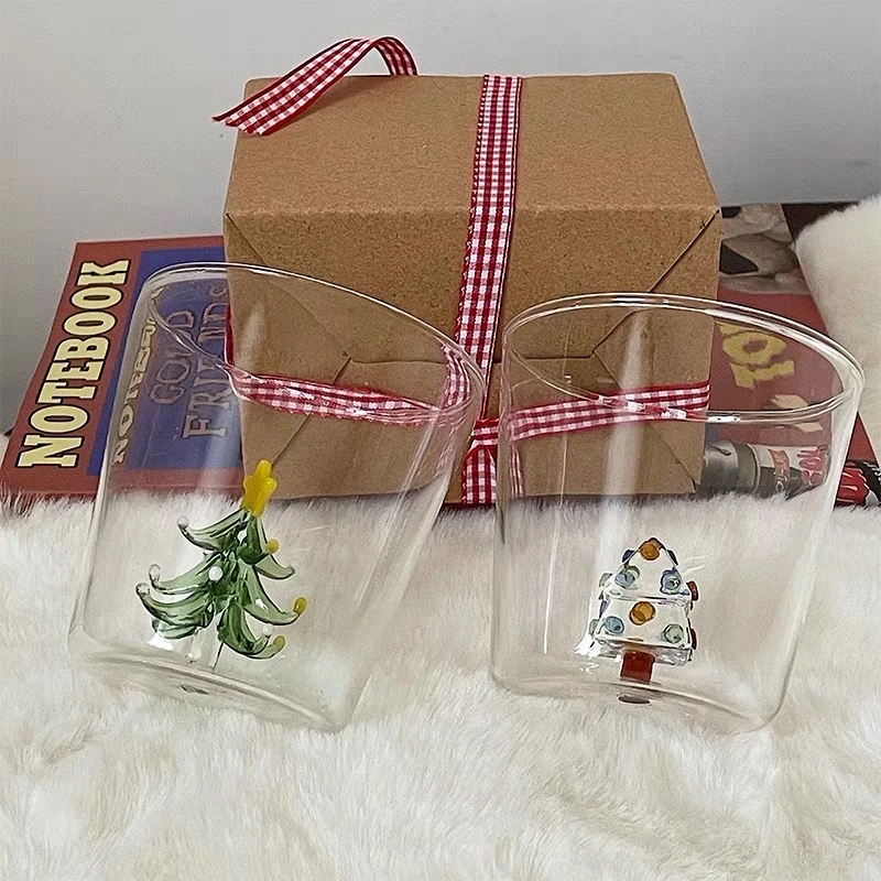 ins可爱立体圣诞树造型玻璃杯创意礼物杯子送女友生日礼物耐高温