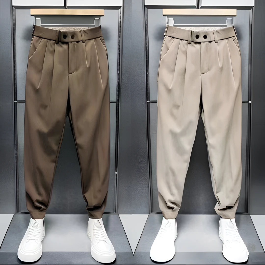 男士高级感西裤那不勒斯西裤男垂感休闲九分西裤男哈伦小脚裤束脚