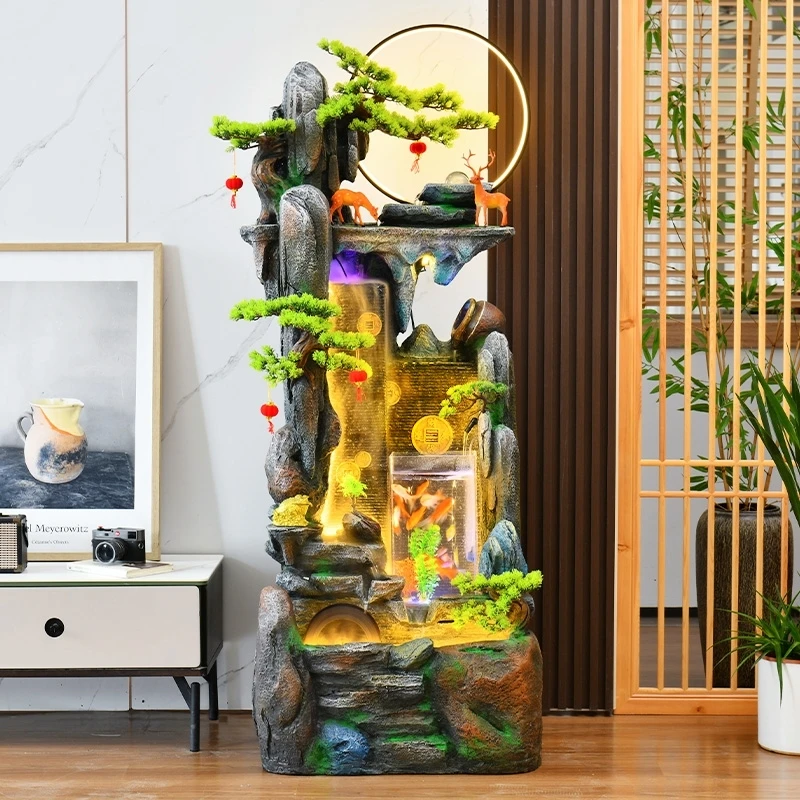 山水秋铭假山流水摆件循环水家中流水生财摆件招财风水水景鱼缸