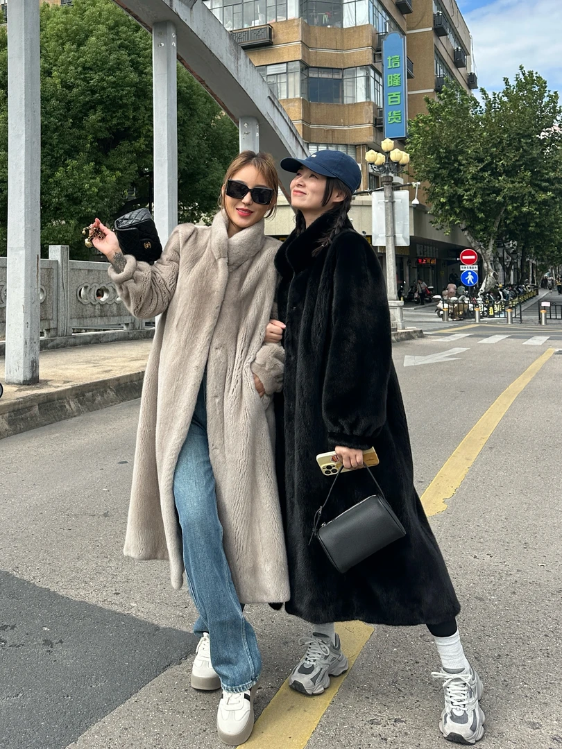 冬妙【复古剧场】进口紫标级天鹅绒貂皮皮草女整立领水貂皮草女