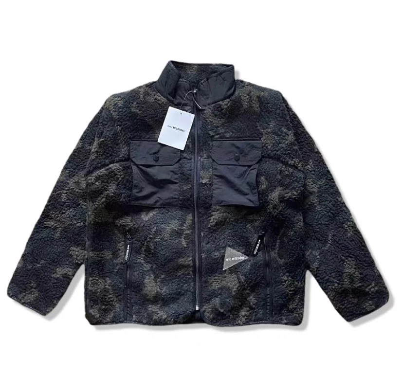 日系摇粒绒迷彩拼接口袋男女夹克外套