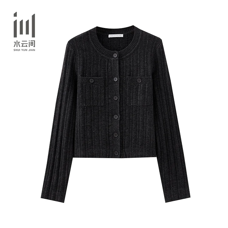 特24冬上班系列精致感舒适绵羊毛混纺毛织开衫12440334