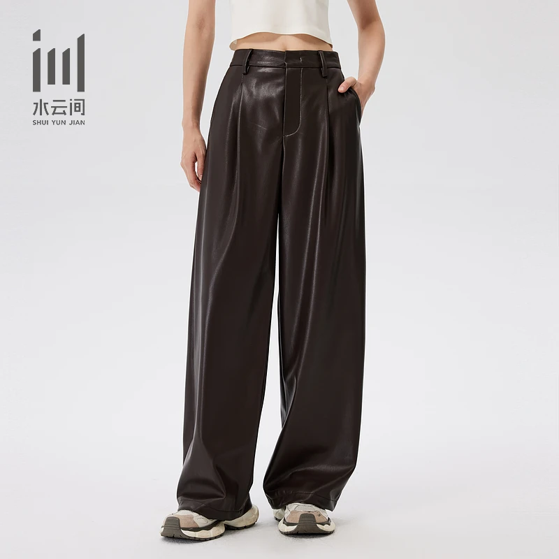 【双11立减】高腰时尚宽松PU皮美拉德皮裤休闲裤长裤24秋12430451