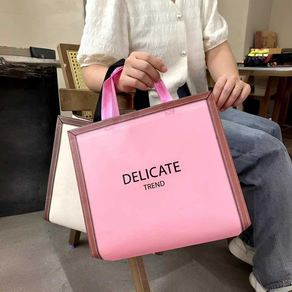 百搭覆膜无纺布手提袋休闲服装店袋子女装童装包装袋简约便携专用