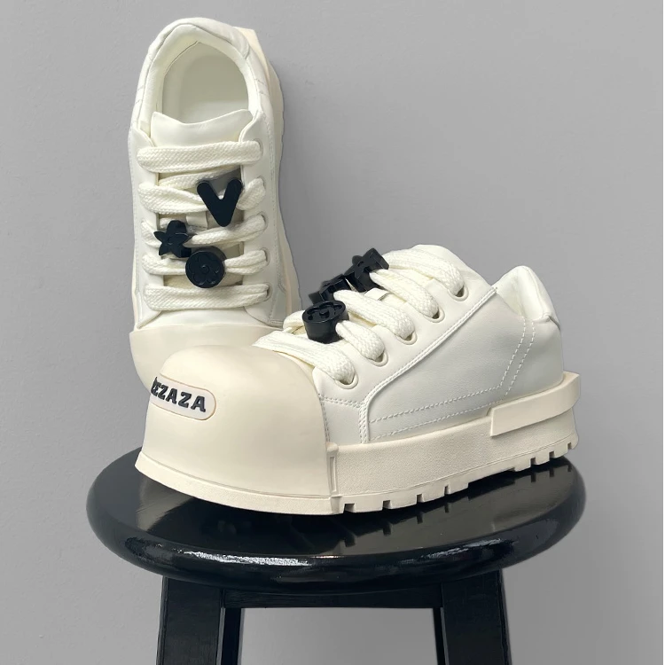 秋冬新款开口笑厚底增高板鞋米奇大头鞋小众百搭休闲网红休闲鞋男