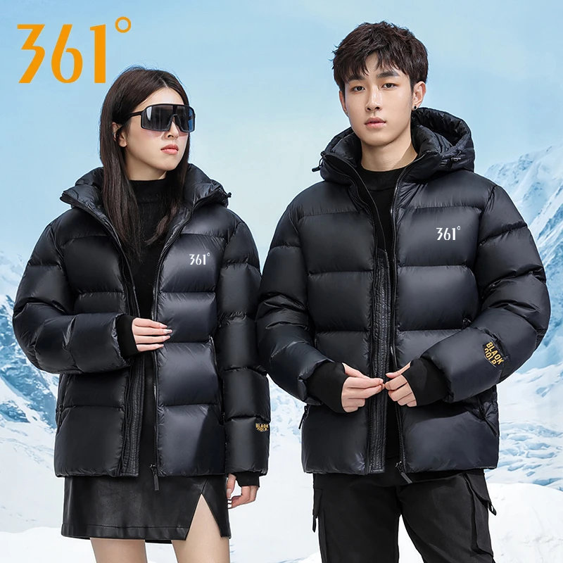 361°黑金羽绒服男女冬季新款保暖连帽外套户外时尚舒适防寒短款潮
