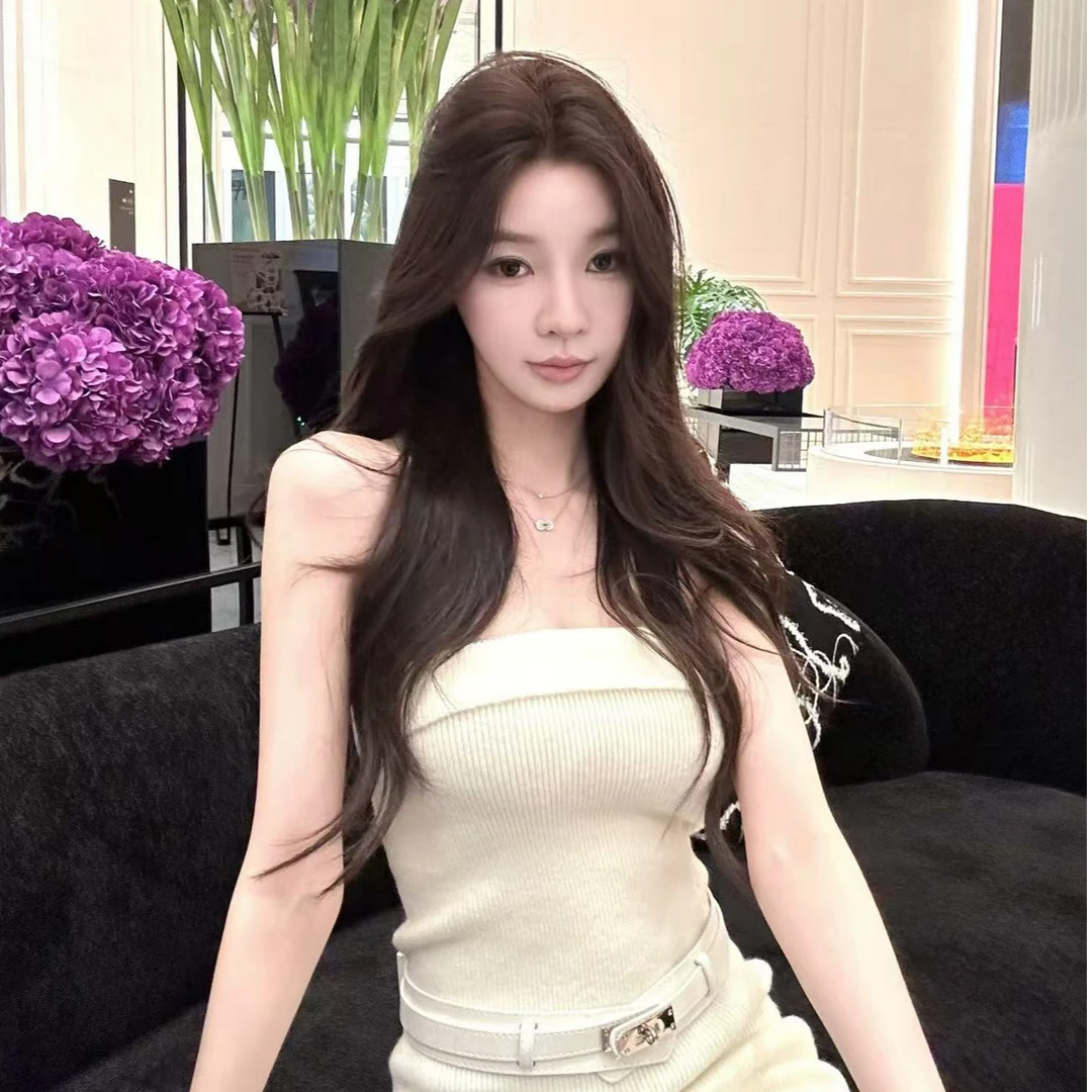 【徐徐啊】千金归来自带腰带 辣妹抹胸包臀优雅气质连衣裙