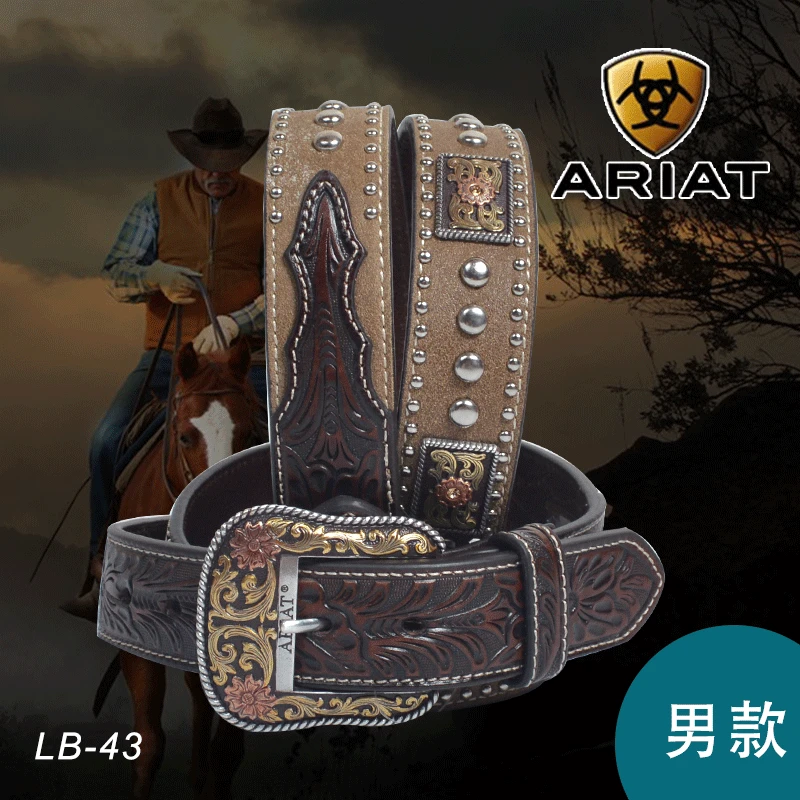 美国进口ARIAT骑马马术西部腰带 男牛仔腰带 西部巨人马术用品