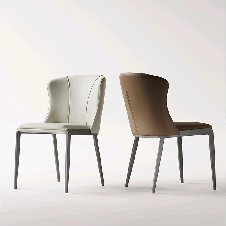 轻奢设计师款家用超纤皮椅意式高级感客厅餐桌椅样品间酒店靠背椅