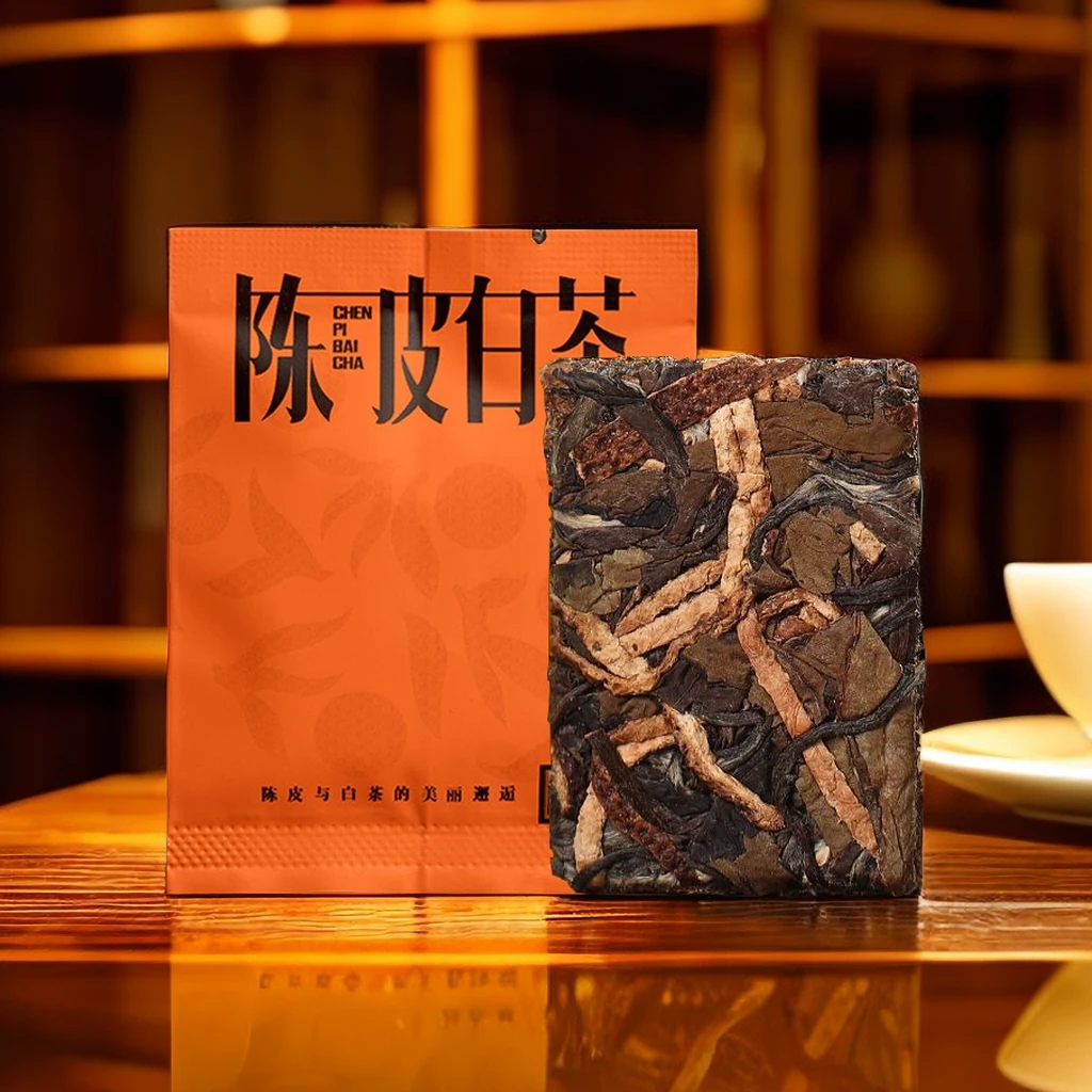 福鼎陈皮白茶老白茶品质寿眉小方片新会陈皮独立包装2020陈皮白茶