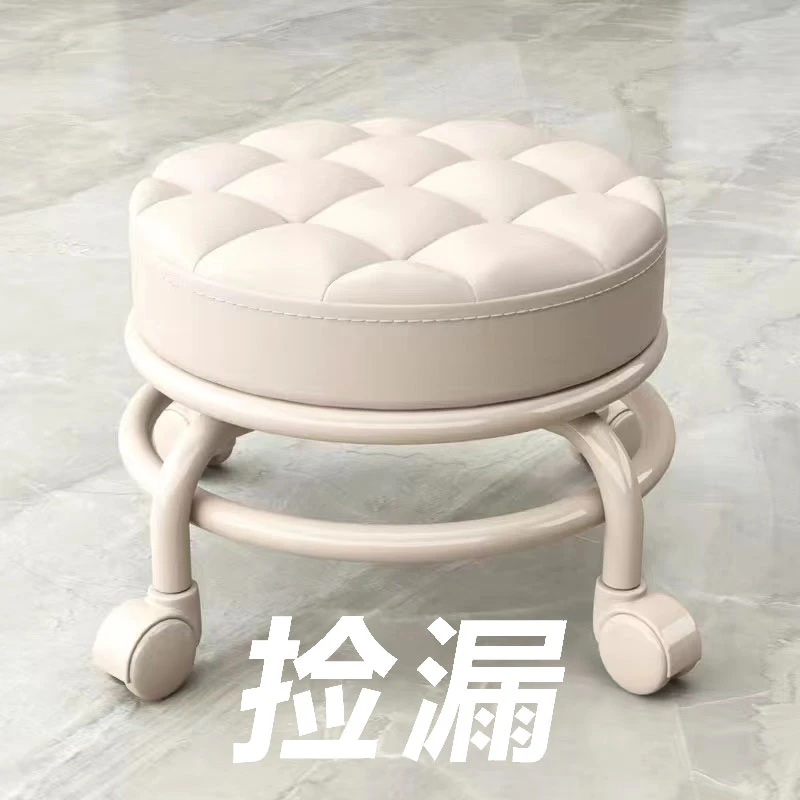 带娃神器万向轮滑轮矮凳儿童学步凳多功能美缝修脚换鞋凳圆凳软座