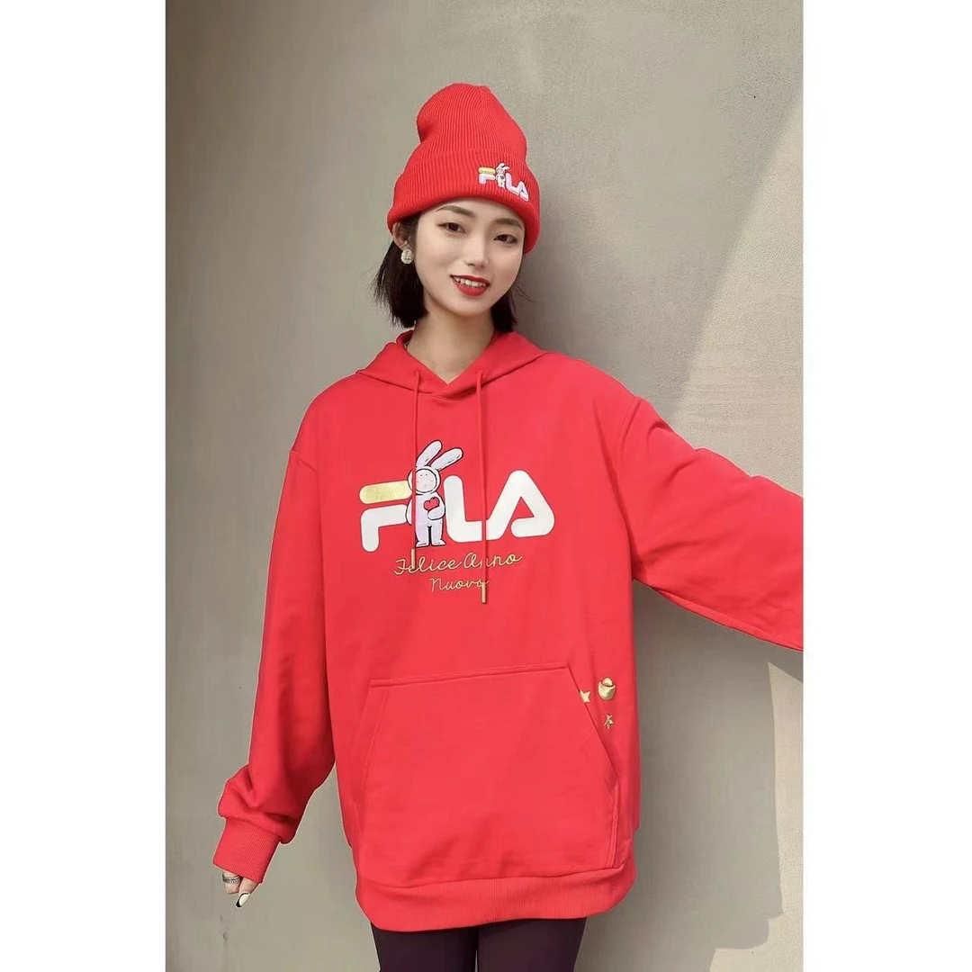 Fila/斐乐男女同款不二兔系列休闲情侣款连帽卫衣上衣F11U319205F