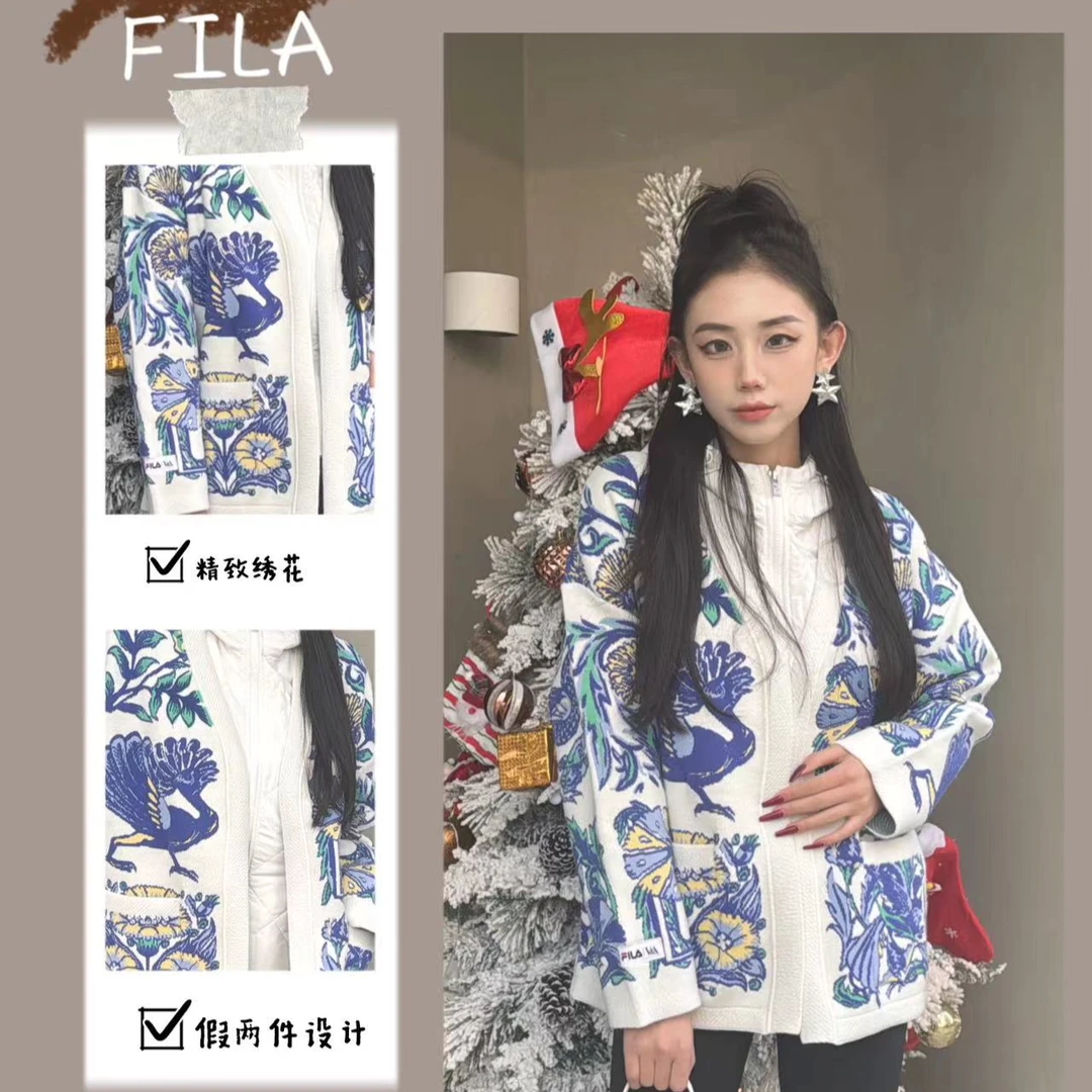 FILA/斐乐女装【杨幂同款】绵羊毛假两件VA联名开衫外套F11W418412F
