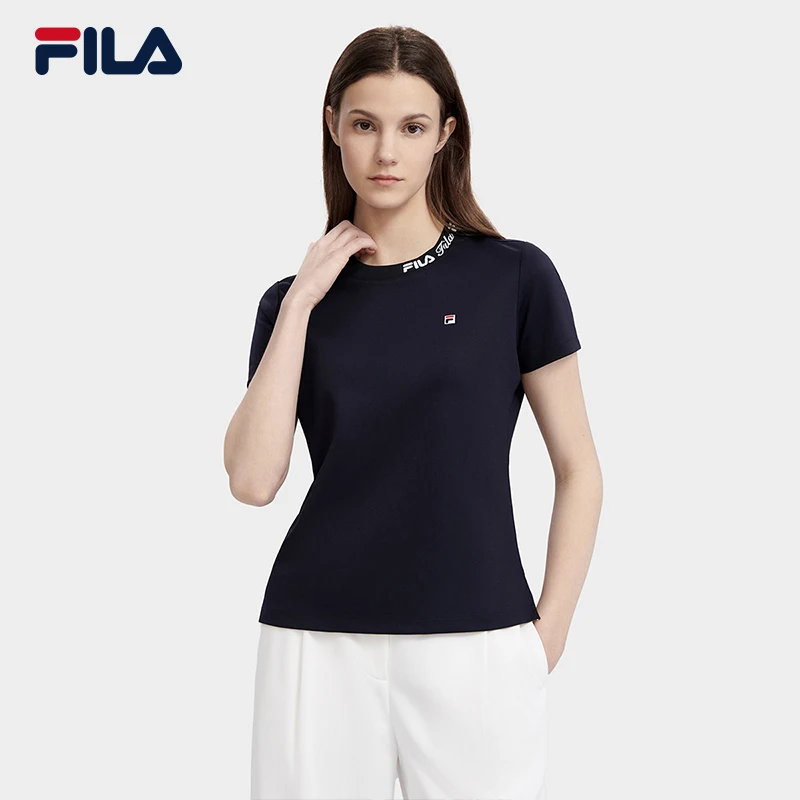 【圆领串标】斐乐女装高级夏季白色正肩短袖T恤F51W421103A