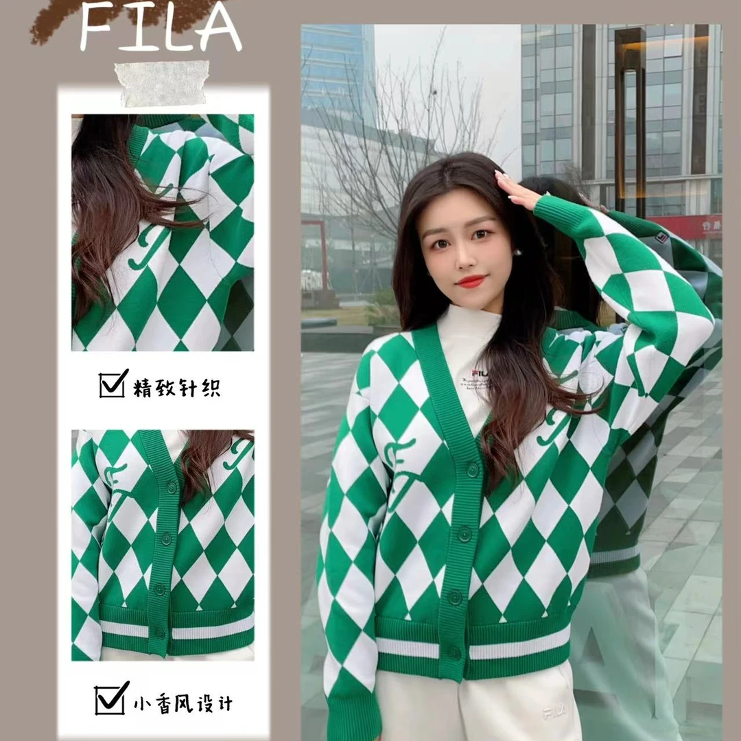 Fila/斐乐女装【时尚休闲外套】秋季新款菱形针织上衣A11W313401F