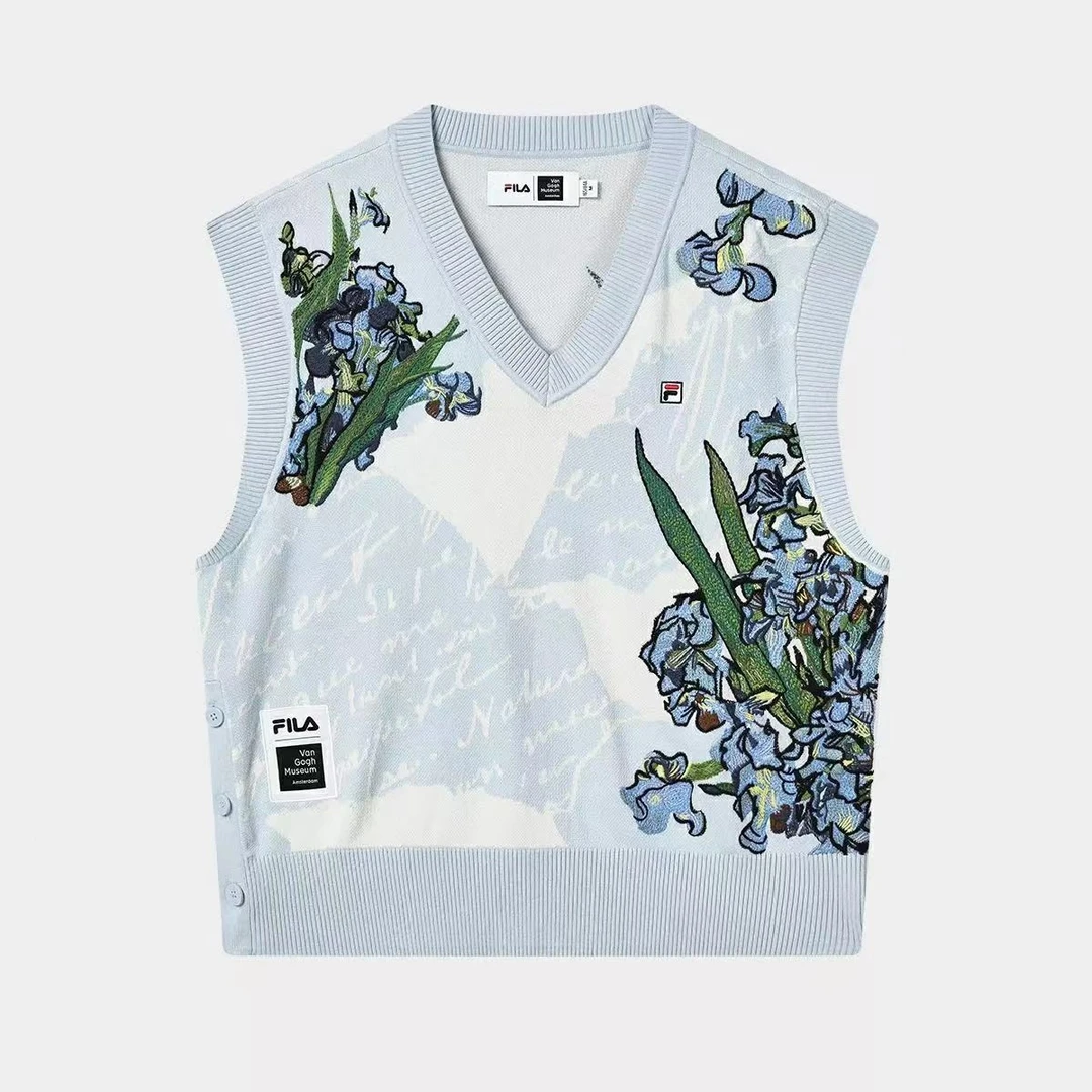 Fila/斐乐马甲【梵高联名】女子百搭时尚休闲编织马甲F11W318403F