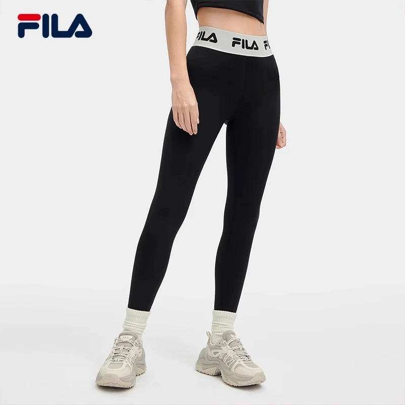 FILA/斐乐女装正品夏新款运动百搭鲨鱼裤高弹健身裤黑F11W415601F