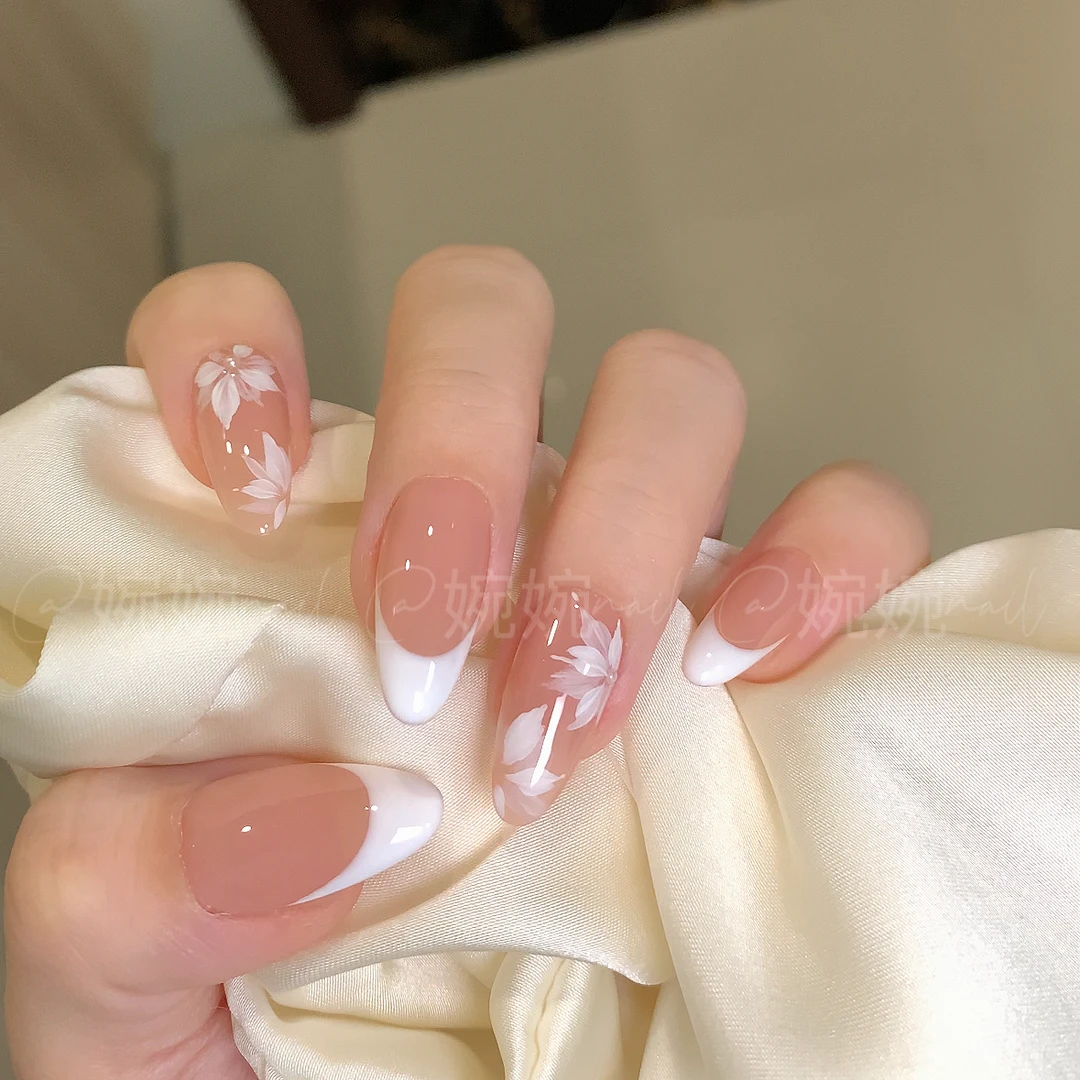 【惊鸿】纯手工手绘法式组合仙女显白百搭穿戴甲贴片