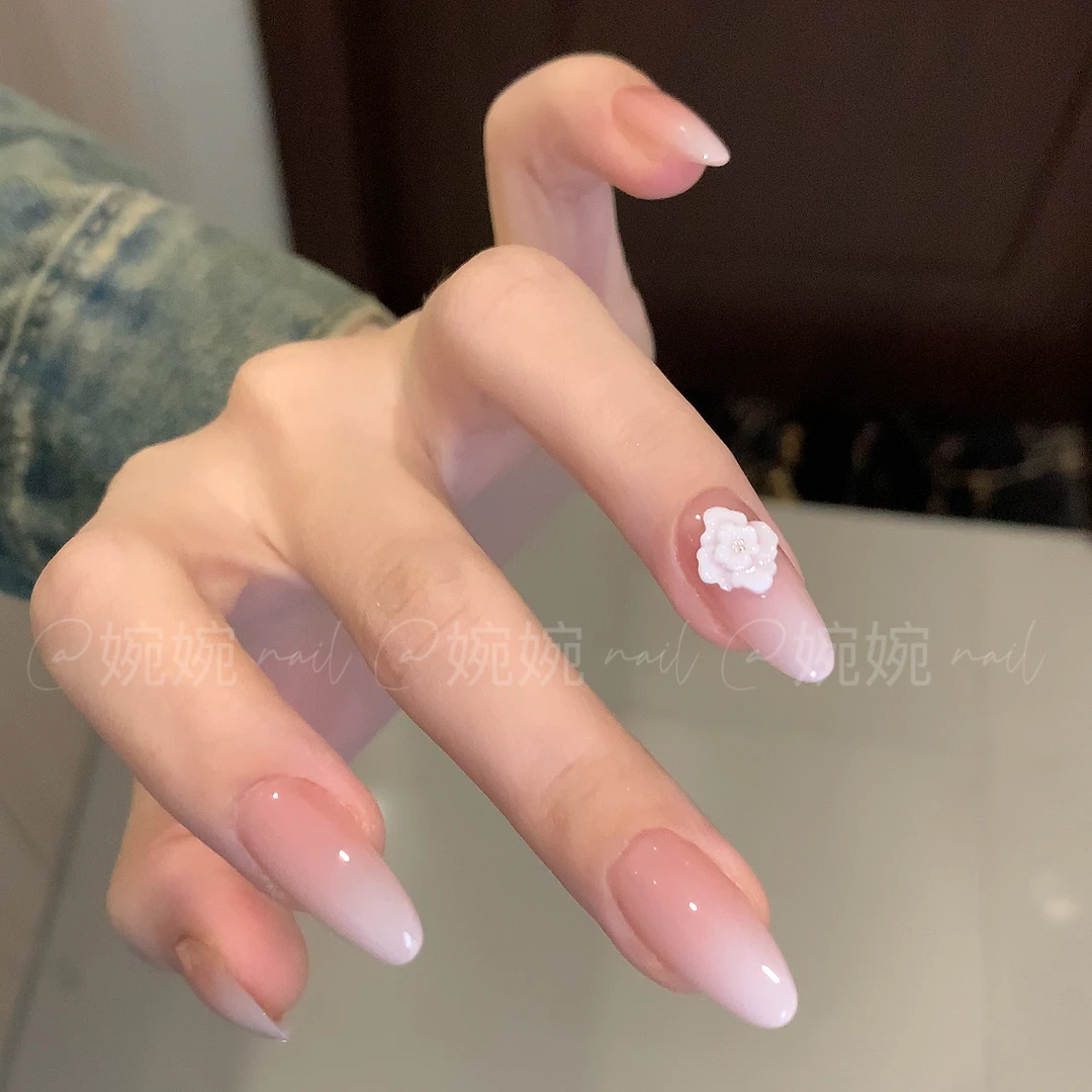 【山茶花】纯手工雕花纯欲简约百搭显白自然穿戴甲贴片