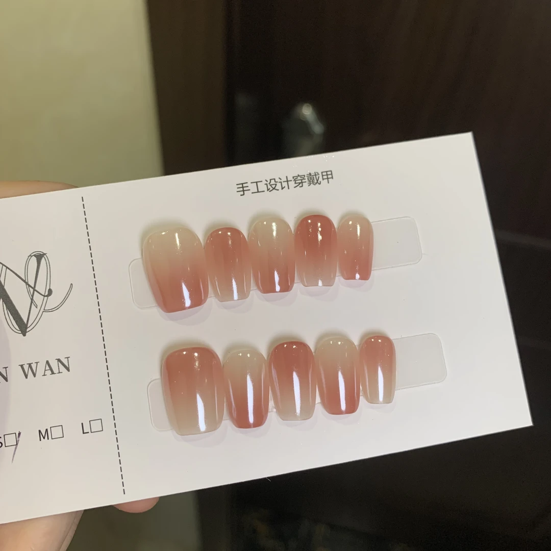 【存在】纯手工简约渐变冰透甜美纯欲风穿戴甲贴片