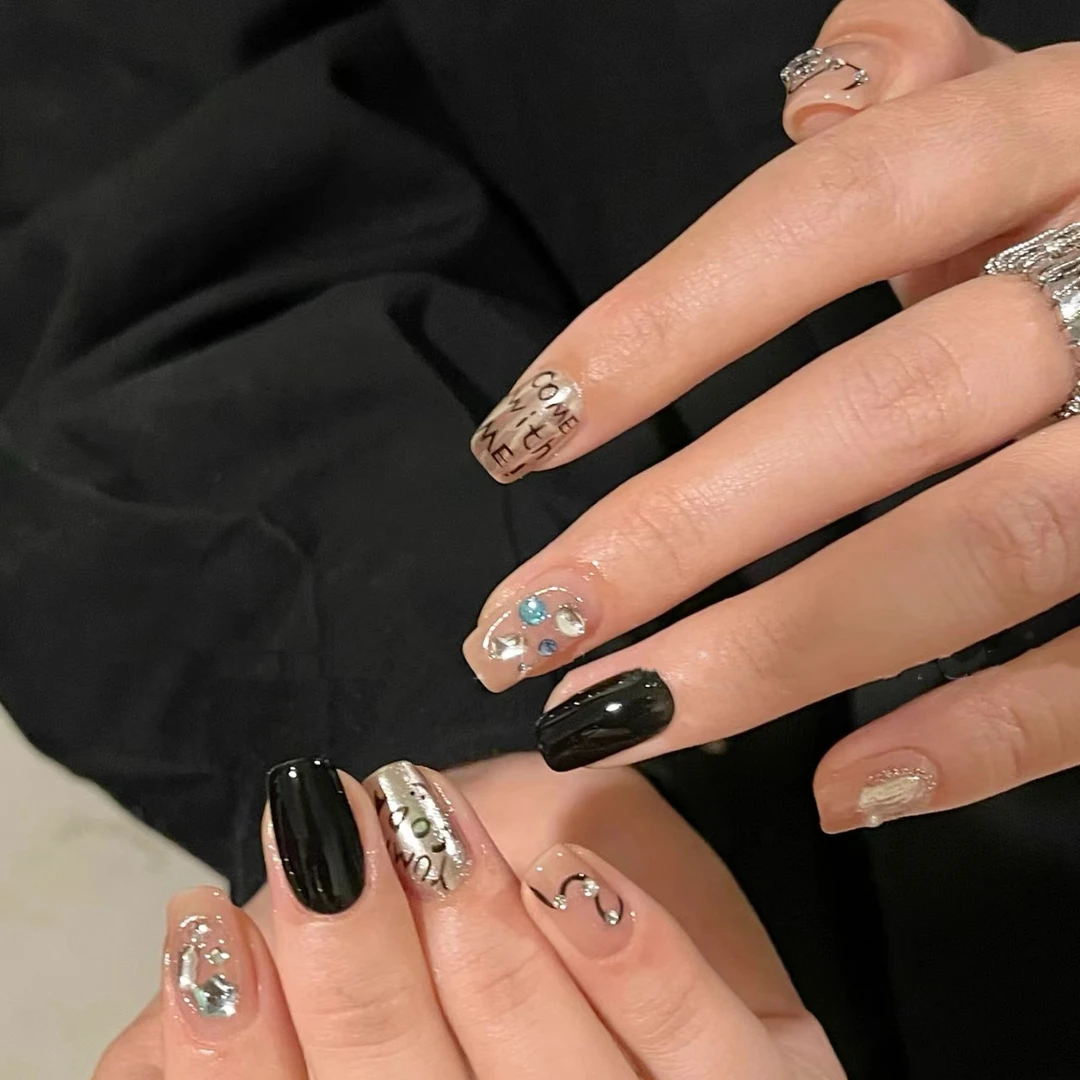 【字母】纯手工超闪流行组合手绘奢华百搭显白穿戴甲