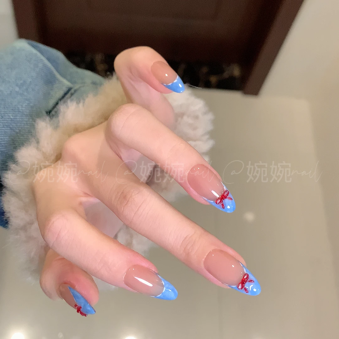 【牛仔】纯手工手绘法式设计百搭显白穿戴甲贴片