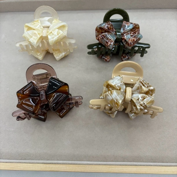 川上述【蝴蝶结醋酸抓夹】新款蝴蝶结抓夹中号加厚款抓夹