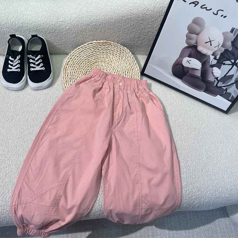 【824226】夏款薄款儿童休闲裤夏装百搭宽松纯色中大童松紧腰童装潮