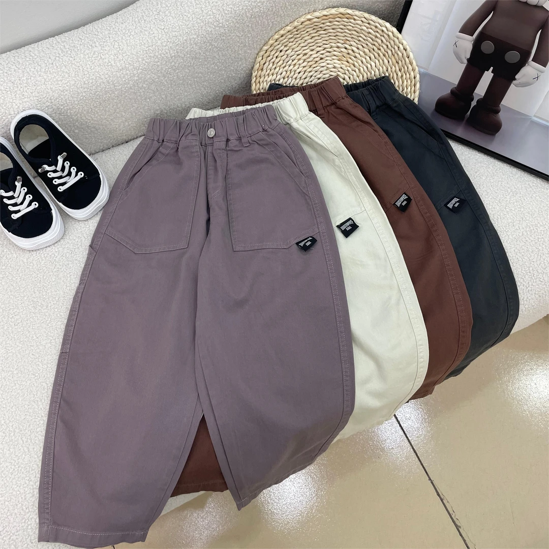 【248117】春季新款中大童百搭宽松儿童休闲裤韩版纯色童装男孩帅气