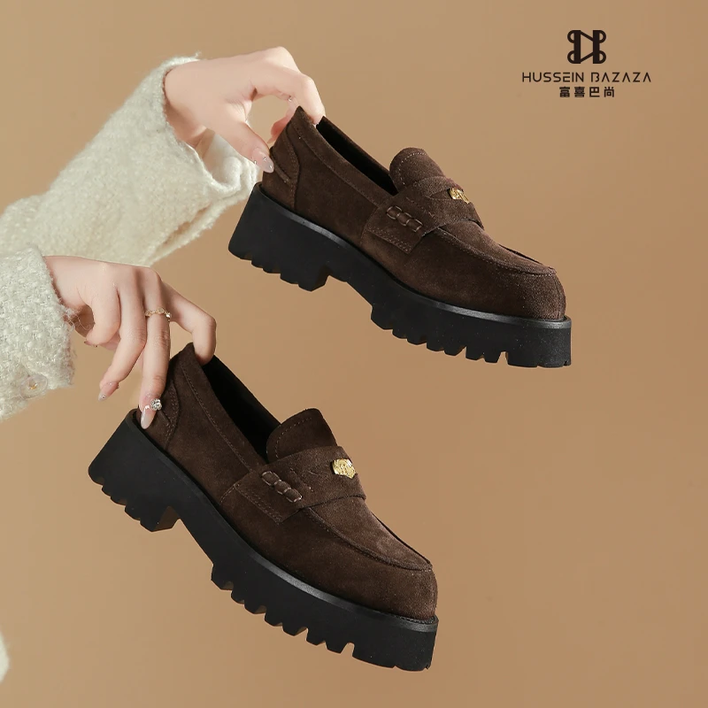 HB富喜巴尚厚底超轻增高金币乐福鞋女厚底头乐福鞋休闲英伦风548