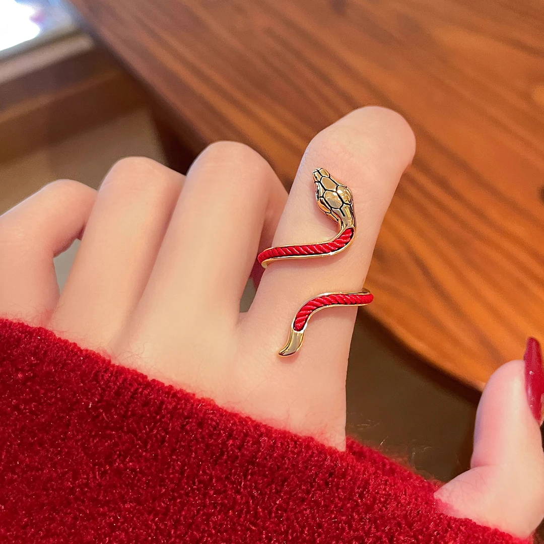 铜合金戒指 蛇年本命年开口可调节戒指女轻奢高级感小众设计指环
