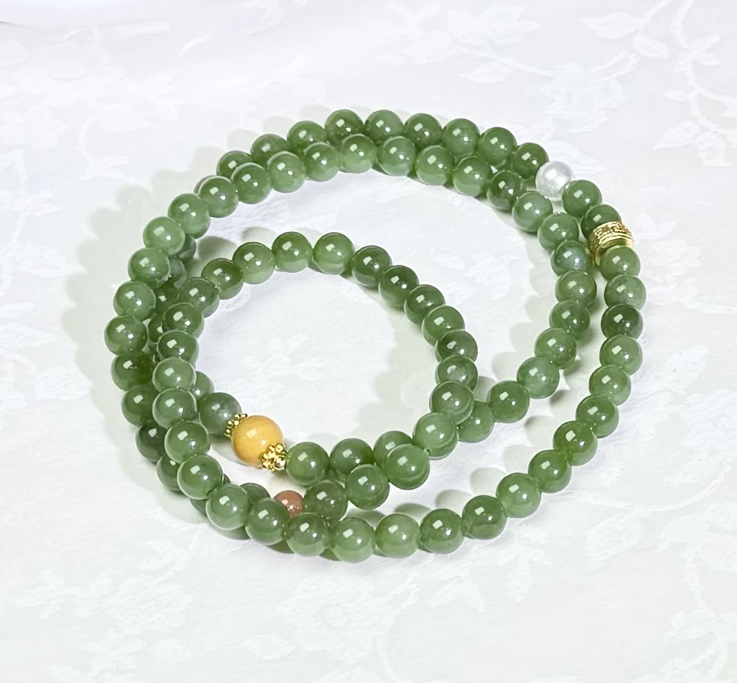 俄料碧玉项链三圈手链