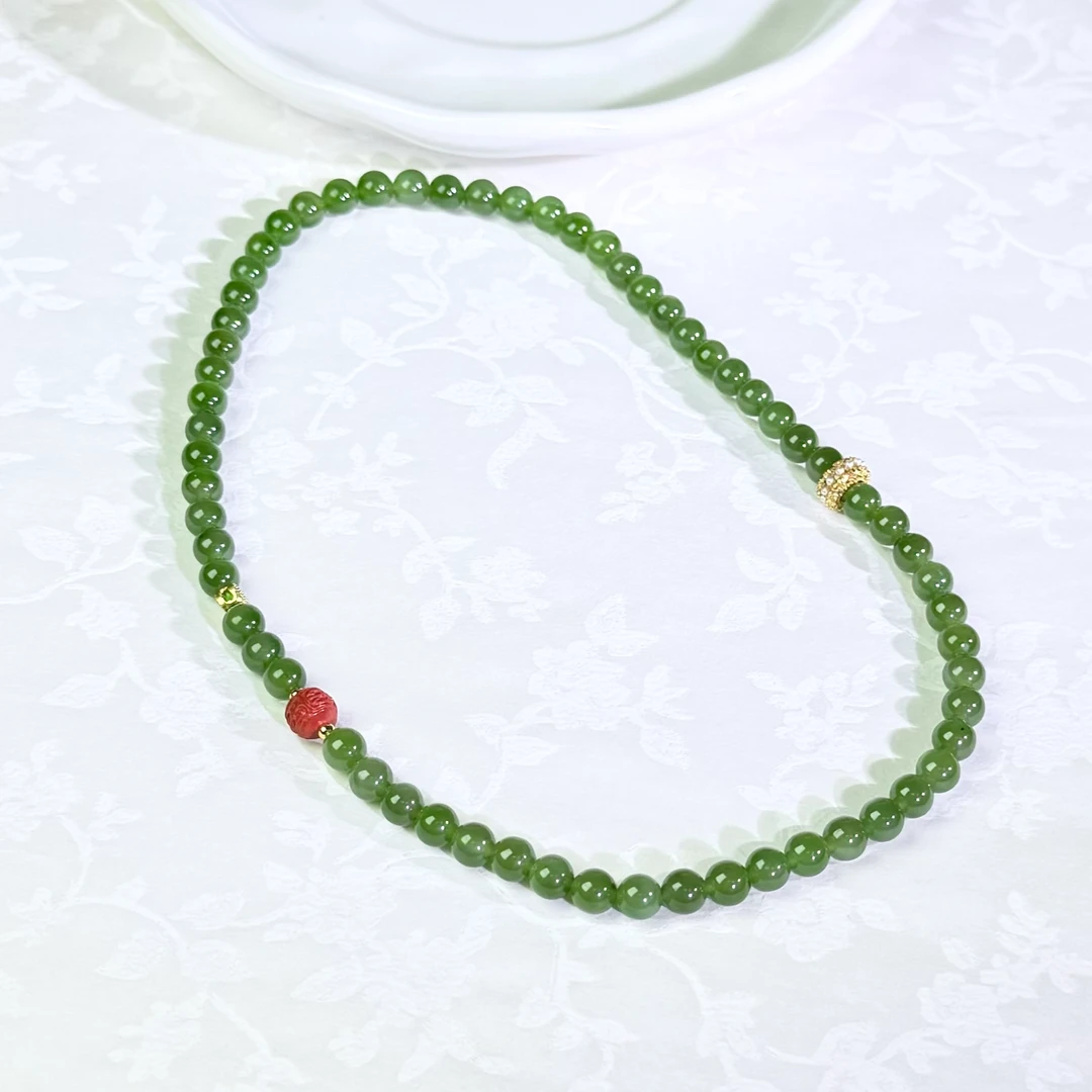 俄料碧玉冰底6mm双圈手链