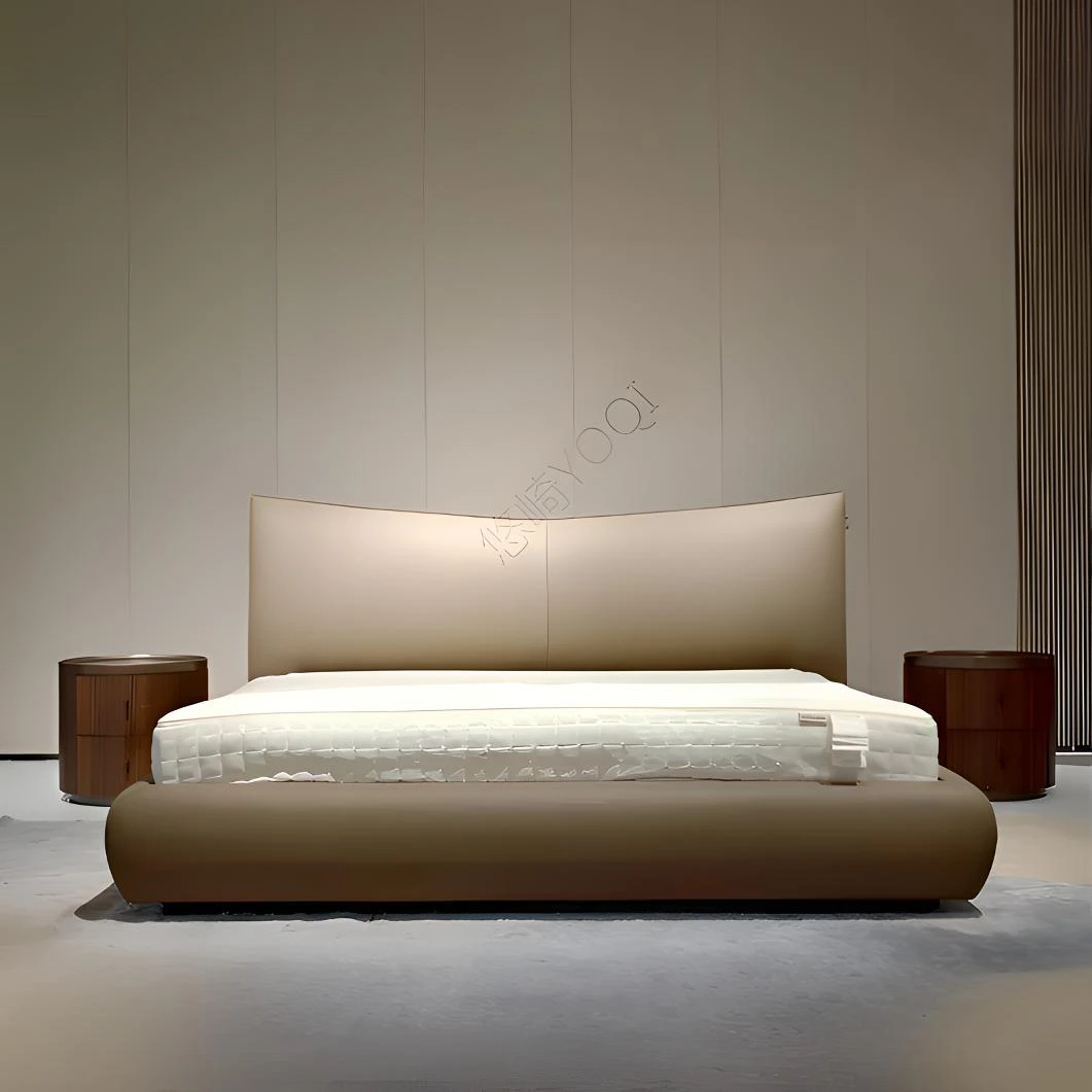 YOQI/悠崎香奈尔床高靠背婚床主卧卧室大气床宽屏创意松弛感别墅