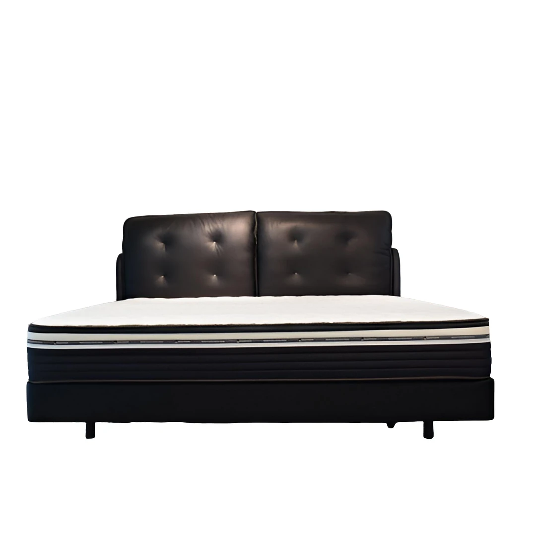 饼干床轻奢时尚创意简约主卧北欧大床极简意式头层牛皮皮艺羽绒软