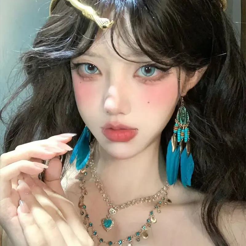 铜合金耳饰 新中式小众设计感长款羽毛流苏耳环女复古气质长款耳