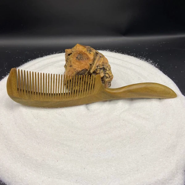 正宗绿防静电檀木加长加大长柄梳木梳子家用细齿精品梳头齿梳