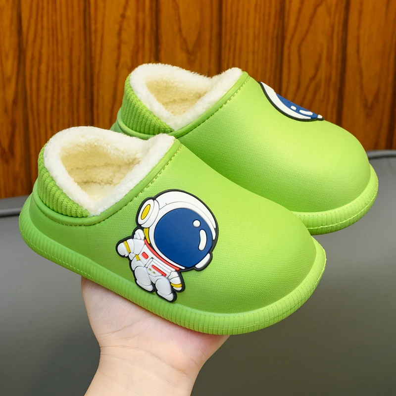 儿童棉拖鞋男冬韩版卡通居家外穿防水防滑加绒保暖小男孩包跟棉鞋