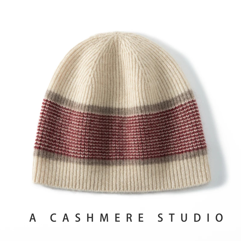 感受复古减龄！山羊绒帽子女拼色休闲百搭保暖包头帽加厚