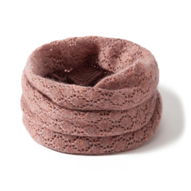 羊绒脖套女秋冬新款百搭围巾针织保暖防寒护颈椎镂空套头小围脖