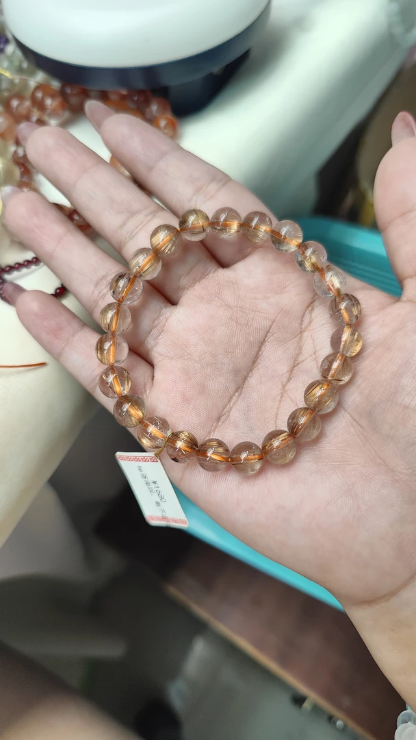 天然金发晶手串单圈