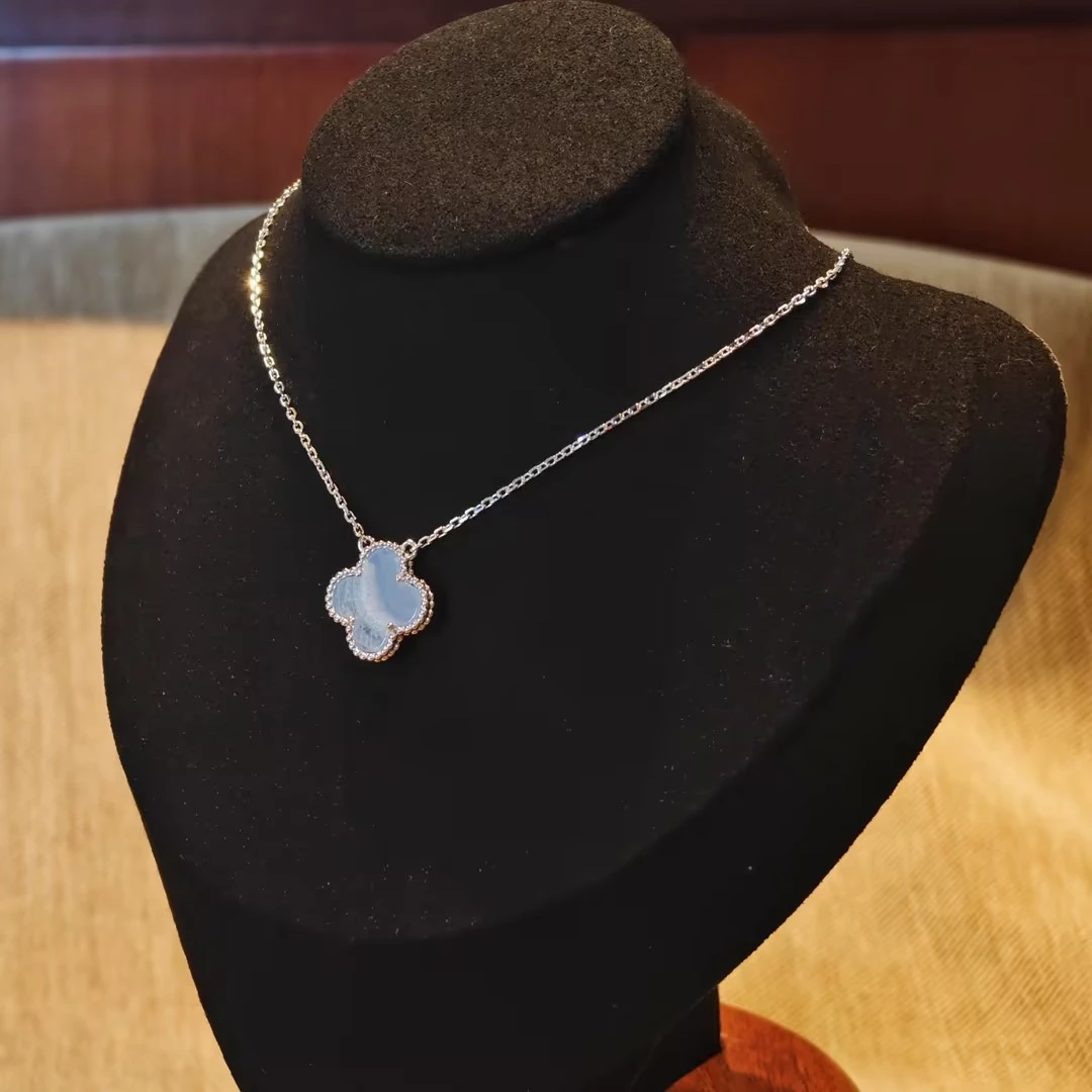 S925银玛瑙小草紫色项链HTAL022