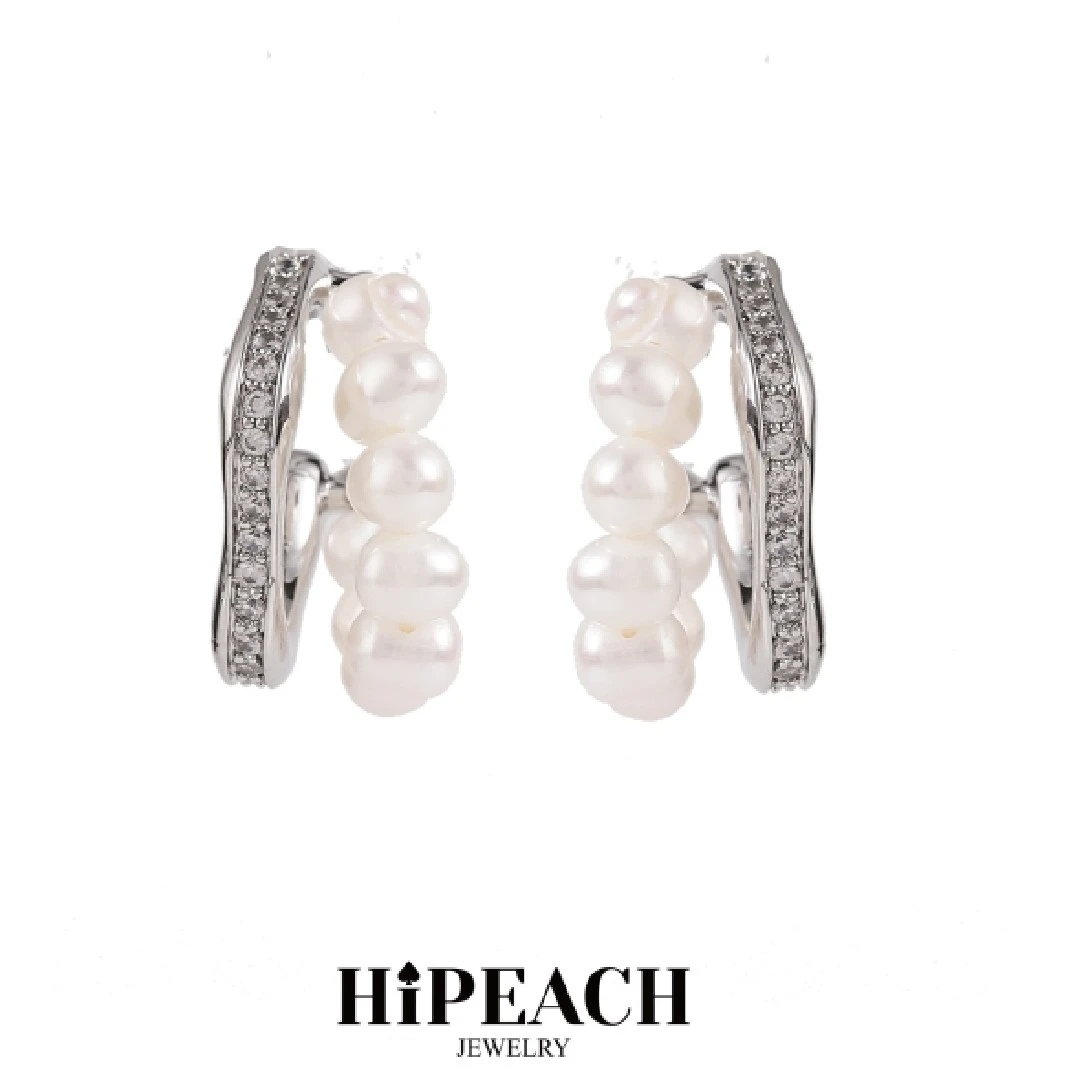 淡水珍珠流光耳钉HTBL0090