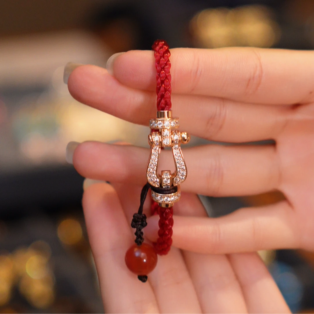 S925银玛瑙马蹄红绳手链HTYF001 HTYF002 HTYF003
