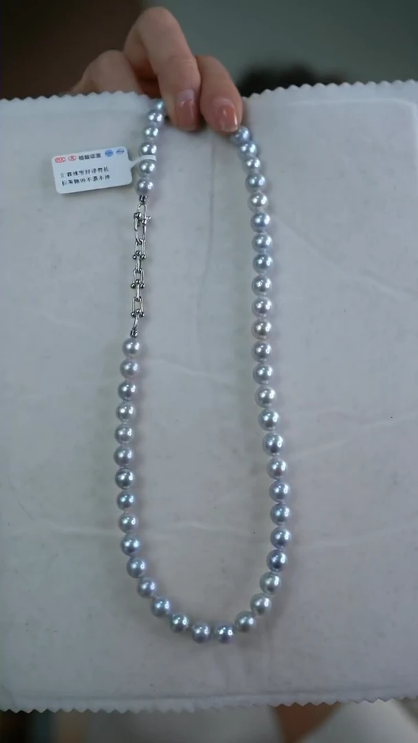 【闪购商品】海水珍珠项链银S925镶嵌7-8mm