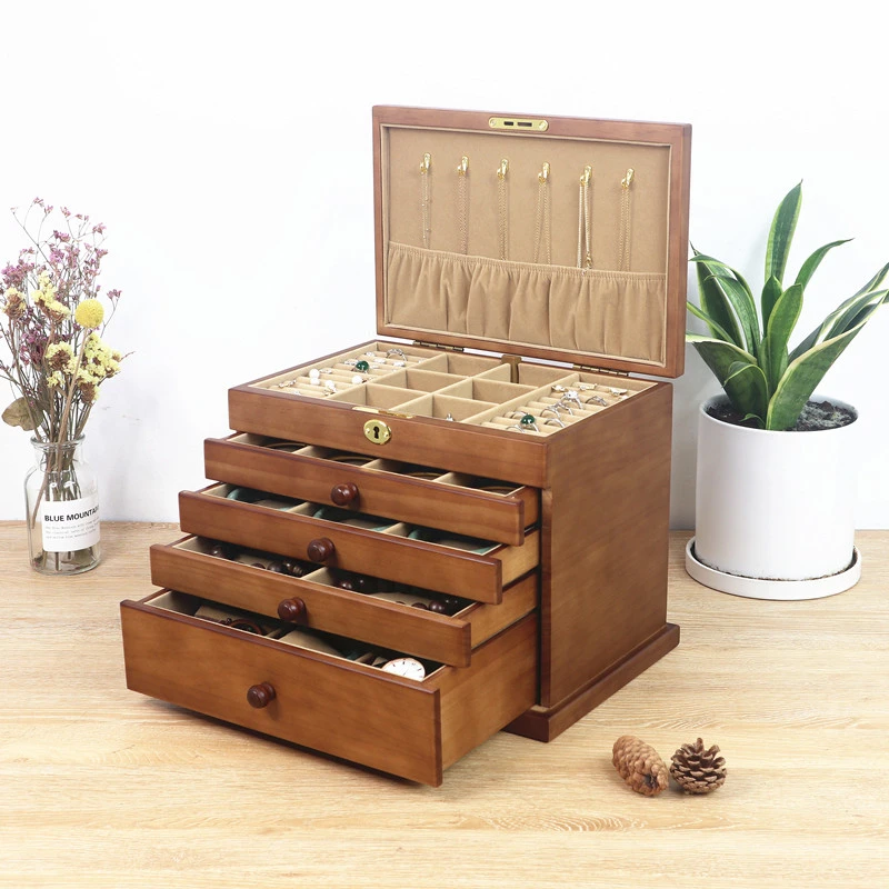 首饰盒/箱 爆款正品首饰收纳盒欧式奢华带锁实木饰品盒多层饰品盒