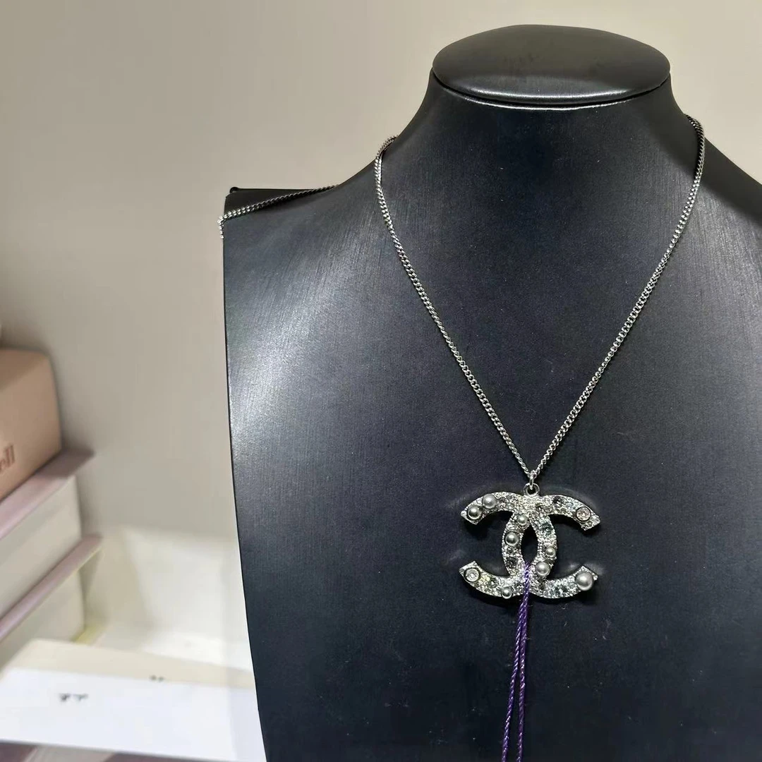 95新  HIHI/CHANEL 17K 双C镶钻项链/8993959